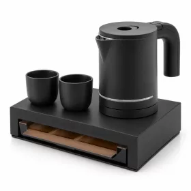   Bentley Canella Tablett (schwarz) + Halo Wasserkocher, 0,6 l (mattschwarz) – Set