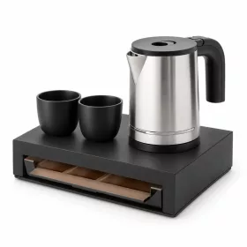   Bentley Canella Tablett (schwarz) + Halo Wasserkocher, 0,8 l (Edelstahl) – Set