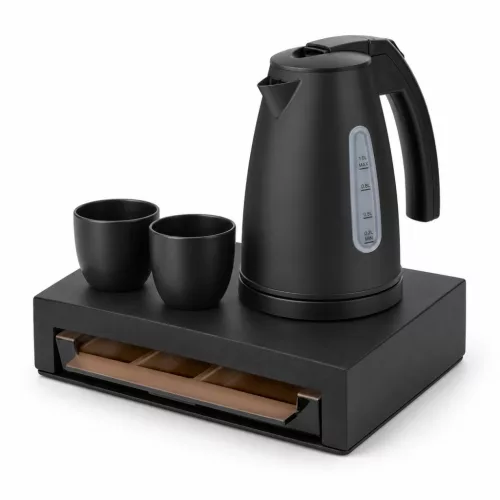 Bentley Canella Tablett (schwarz) + Saffron View Wasserkocher, 1 l (mattschwarz) – Set
