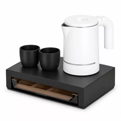 Bentley Canella Tablett (schwarz) + Halo Wasserkocher, 0,6 l (weiß) – Set