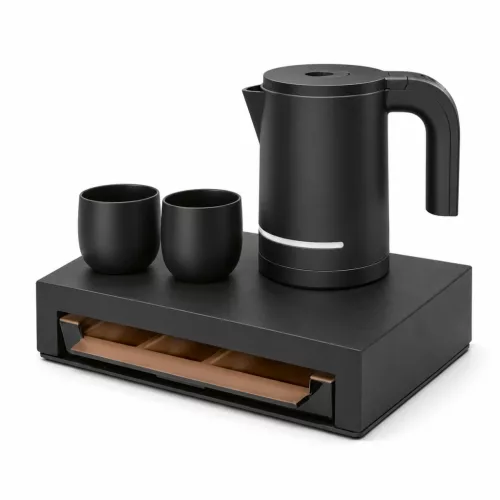 Bentley Canella Tablett (schwarz) + Halo Wasserkocher, 1 l (schwarz) – Set