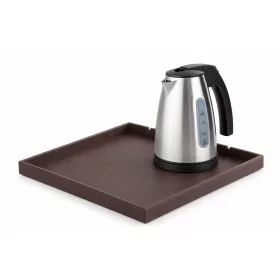   Bentley Fuji Tablett (klassisch braun) + Saffron View Wasserkocher, 1 l (Edelstahl) – Set