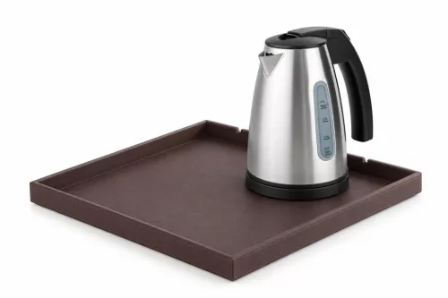 Bentley Fuji Tablett (klassisch braun) + Saffron View Wasserkocher, 1 l (Edelstahl) – Set