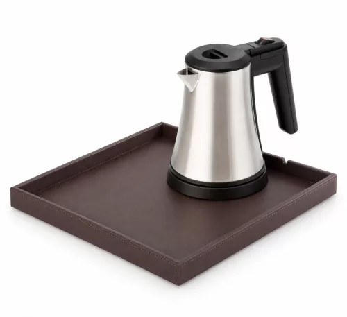 Bentley Fuji Tablett (klassisch braun) + Coral Wasserkocher, 0,5 l (Edelstahl) – Set