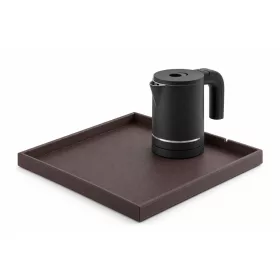   Bentley Fuji Tablett (klassisch braun) + Halo Wasserkocher, 0,6 l (mattschwarz) – Set