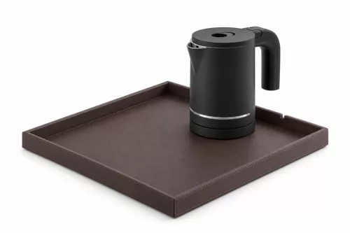 Bentley Fuji Tablett (klassisch braun) + Halo Wasserkocher, 0,6 l (mattschwarz) – Set