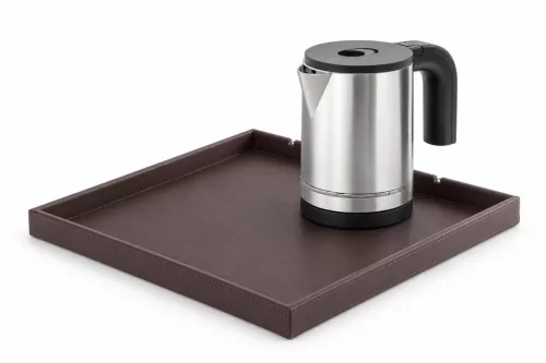 Bentley Fuji Tablett (klassisch braun) + Halo Wasserkocher, 0,8 l (Edelstahl) – Set