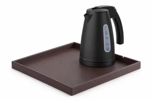 Bentley Fuji Tablett (klassisch braun) + Saffron View Wasserkocher, 1 l (mattschwarz) – Set