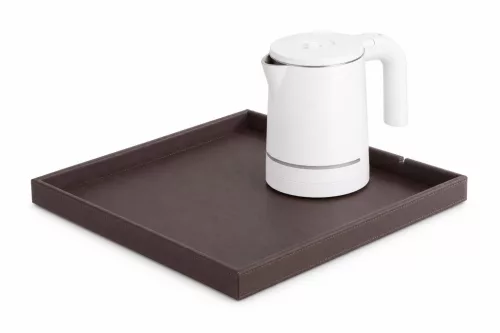 Bentley Fuji Tablett (klassisch braun) + Halo Wasserkocher, 0,6 l (weiß) – Set