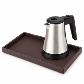   Bentley Etna Tablett (klassisch braun) + Coral Wasserkocher, 0,5 l (Edelstahl) – Set