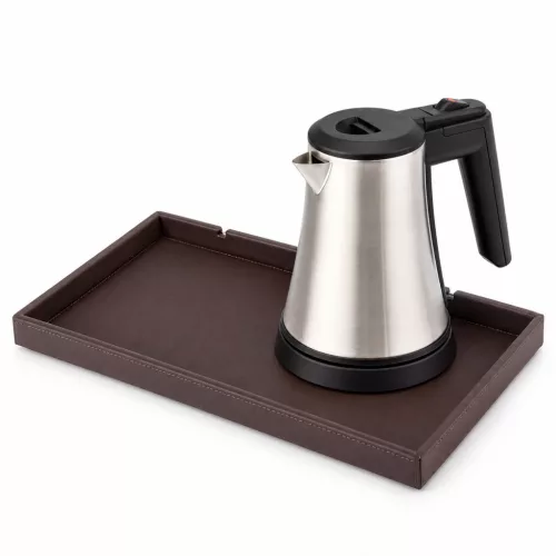 Bentley Etna Tablett (klassisch braun) + Coral Wasserkocher, 0,5 l (Edelstahl) – Set