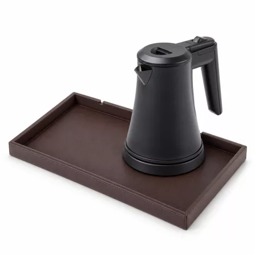 Bentley Etna Tablett (klassisch braun) + Coral Wasserkocher, 0,5 l (mattschwarz) – Set