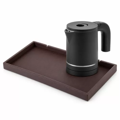 Bentley Etna Tablett (klassisch braun) + Halo Wasserkocher, 0,6 l (mattschwarz) – Set