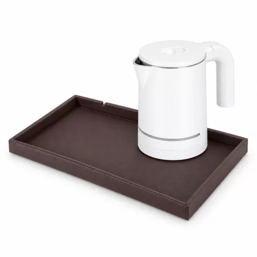 Bentley Etna Tablett (klassisch braun) + Halo Wasserkocher, 0,6 l (weiß) – Set