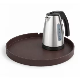   Bentley Maroa Tablett (klassisch braun) + Saffron View Wasserkocher, 1 l (Edelstahl) – Set