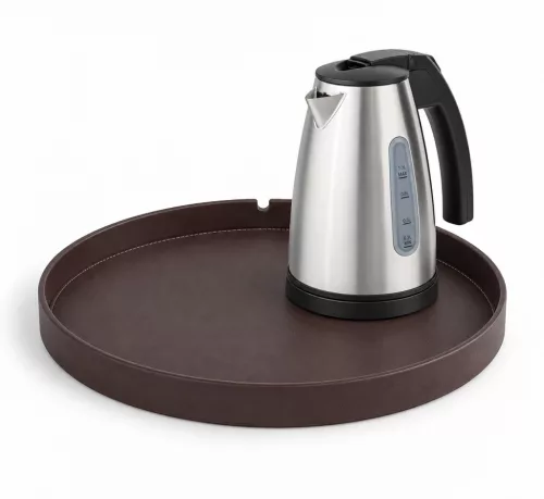 Bentley Maroa Tablett (klassisch braun) + Saffron View Wasserkocher, 1 l (Edelstahl) – Set