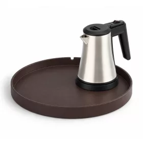   Bentley Maroa Tablett (klassisch braun) + Coral Wasserkocher, 0,5 l (Edelstahl) – Set
