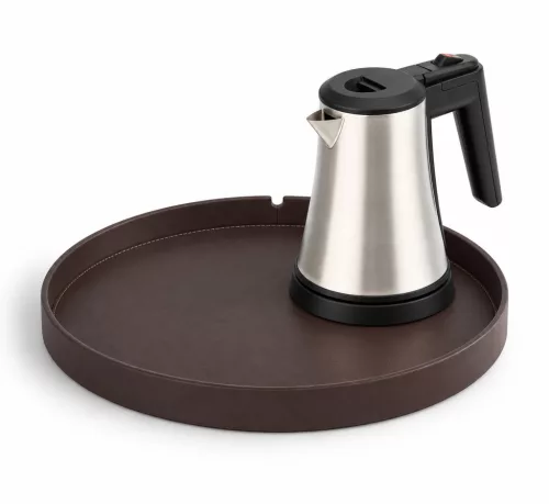 Bentley Maroa Tablett (klassisch braun) + Coral Wasserkocher, 0,5 l (Edelstahl) – Set
