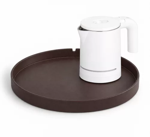 Bentley Maroa Tablett (klassisch braun) + Halo Wasserkocher, 0,6 l (weiß) – Set