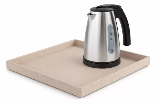 Bentley Fuji Tablett (Natur) + Saffron View Wasserkocher, 1 l (Edelstahl) – Set