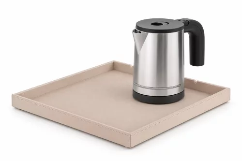 Bentley Fuji Tablett (Natur) + Halo Wasserkocher, 0,8 l (Edelstahl) – Set