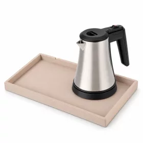   Bentley Etna Tablett (Natur) + Coral Wasserkocher, 0,5 l (Edelstahl) – Set