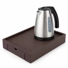   Bentley Stromboli Tablett (klassisch braun) + Saffron View Wasserkocher, 1 l (Edelstahl) – Set