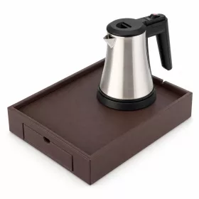   Bentley Stromboli Tablett (klassisch braun) + Coral Wasserkocher, 0,5 l (Edelstahl) – Set