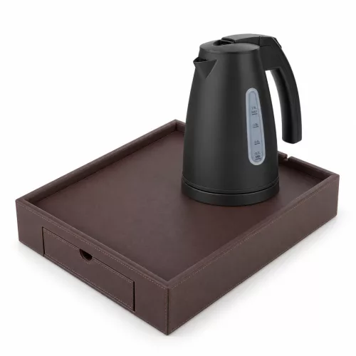 Bentley Stromboli Tablett (klassisch braun) + Saffron View Wasserkocher, 1 l (mattschwarz) – Set
