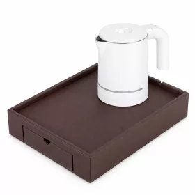   Bentley Stromboli Tablett (klassisch braun) + Halo Wasserkocher, 0,6 l (weiß) – Set