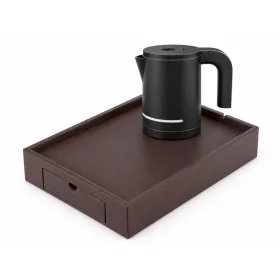   Bentley Stromboli Tablett (klassisch braun) + Halo Wasserkocher, 1 l (schwarz) – Set