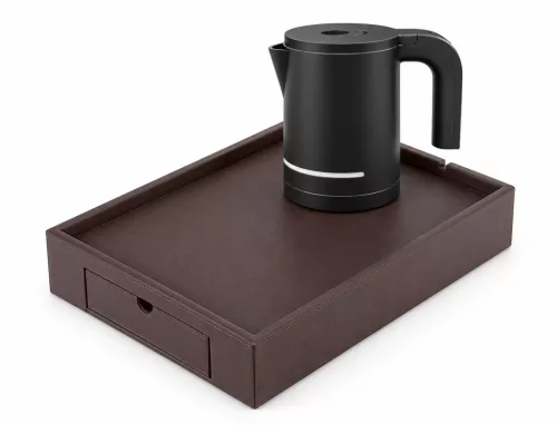 Bentley Stromboli Tablett (klassisch braun) + Halo Wasserkocher, 1 l (schwarz) – Set