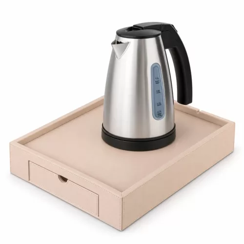 Bentley Stromboli Tablett (Natur) + Saffron View Wasserkocher, 1 l (Edelstahl) – Set