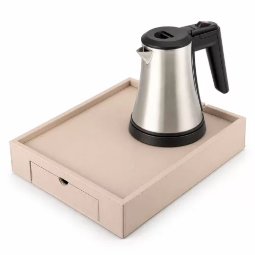 Bentley Stromboli Tablett (Natur) + Coral Wasserkocher, 0,5 l (Edelstahl) – Set