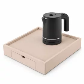   Bentley Stromboli Tablett (Natur) + Halo Wasserkocher, 0,6 l (mattschwarz) – Set