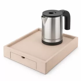   Bentley Stromboli Tablett (Natur) + Halo Wasserkocher, 0,8 l (Edelstahl) – Set