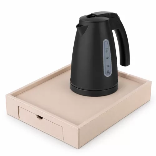 Bentley Stromboli Tablett (Natur) + Saffron View Wasserkocher, 1 l (mattschwarz) – Set