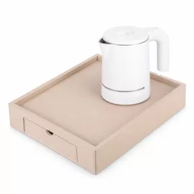   Bentley Stromboli Tablett (Natur) + Halo Wasserkocher, 0,6 l (weiß) – Set
