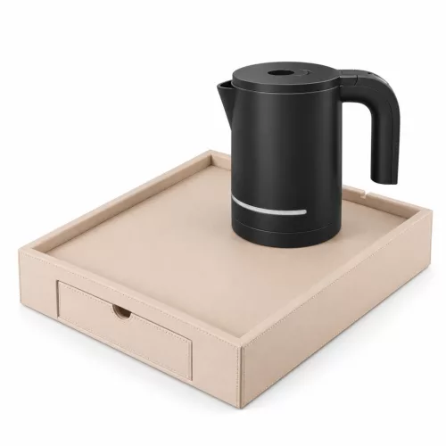 Bentley Stromboli Tablett (Natur) + Halo Wasserkocher, 1 l (schwarz) – Set