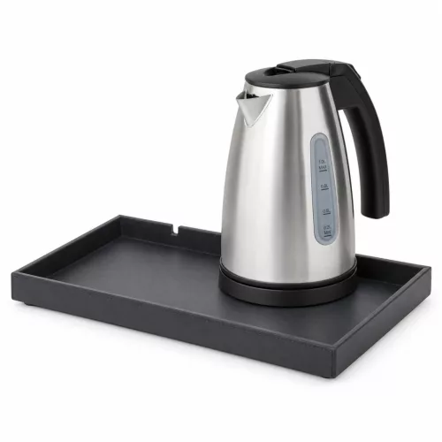 Bentley Etna Tablett (schwarz) + Saffron View Wasserkocher, 1 l (Edelstahl) – Set