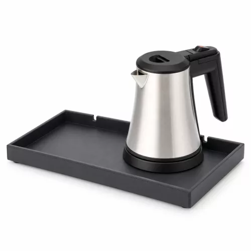Bentley Etna Tablett (schwarz) + Coral Wasserkocher, 0,5 l (Edelstahl) – Set