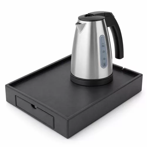 Bentley Stromboli Tablett (schwarz) + Saffron View Wasserkocher, 1 l (Edelstahl) – Set