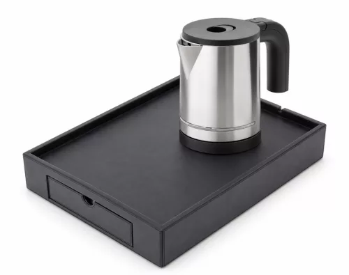 Bentley Stromboli Tablett (schwarz) + Halo Wasserkocher, 0,8 l (Edelstahl) – Set