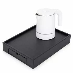   Bentley Stromboli Tablett (schwarz) + Halo Wasserkocher, 0,6 l (weiß) – Set