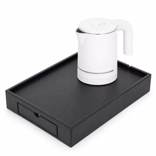 Bentley Stromboli Tablett (schwarz) + Halo Wasserkocher, 0,6 l (weiß) – Set