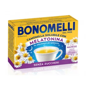  Bonomelli Instant-Kamillengetränk mit Vanillegeschmack, Melatonin und Magnesium – Nahrungsergänzungsmittel, 4.5 g – Preis pro Portionsbeutel
