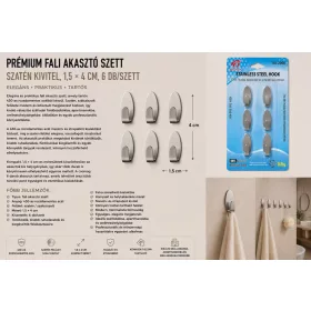   Premium-Wandhaken-Set – Edelstahl 430, satiniert, 1,5 × 4 cm, 6 Stk./Set