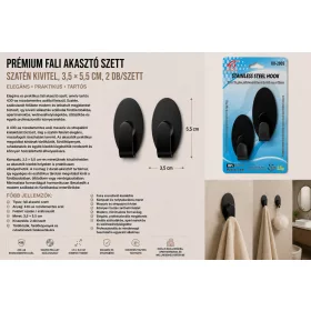   Premium-Wandhaken-Set – Edelstahl 430, satiniert, 3,5 × 5,5 cm, 2 Stk./Set