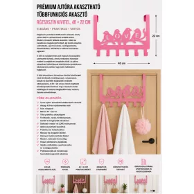   Premium-Multifunktions-Türhaken aus Edelstahl – rosa, 40 × 22 cm