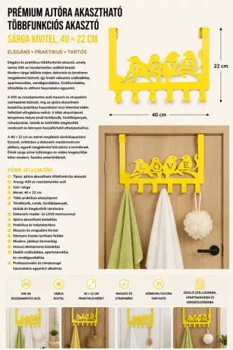 Premium-Multifunktions-Türhaken aus Edelstahl – gelb, 40 × 22 cm